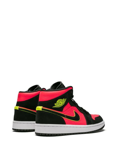 Jordan Air Jordan 1 Mid Hot Punch Volt Sneakers Black FARFETCH