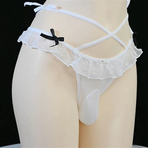 Sexy Men S Underwear With Pouch Mesh Sissy Panties Sheer Lace G String Bikini Low Waist Thongs