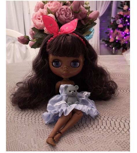 12 Blythe Doll Jointed Body Nude Super Black Skin Long Hair Eyes Color DIY Toys EBay