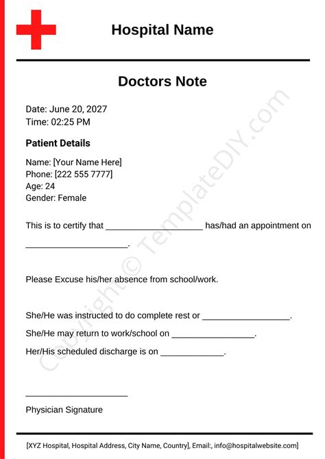 A Printable Real Doctors Note For Work Premium Template Pdf Is A