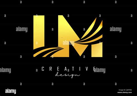 Creative Golden Letter Lm L M Logo With Leading Lines And Road Concept