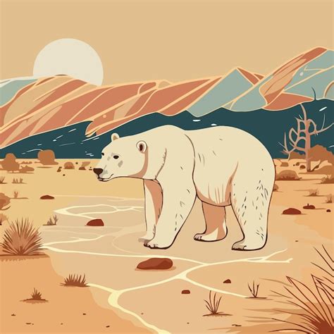 Premium Vector Polar Bear In The Desert