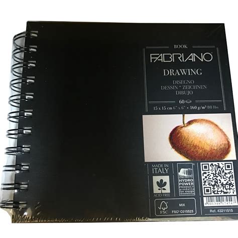 Блокнот для эскизов на спирали Fabriano Drawing Book 15x15 см 60 л 160