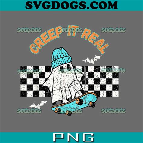 Creep It Real Skateboarding Ghost Halloween Png