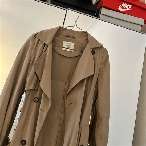 Nude Bershka Trench Coat Size XS Worn Depop