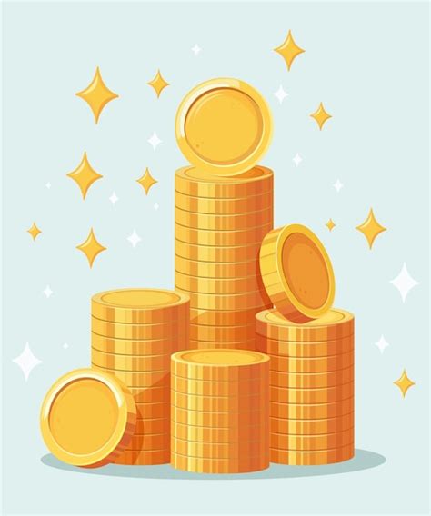 Premium Vector Stack Of Gold Coins Shiny Golden Pile Of Coins Bank