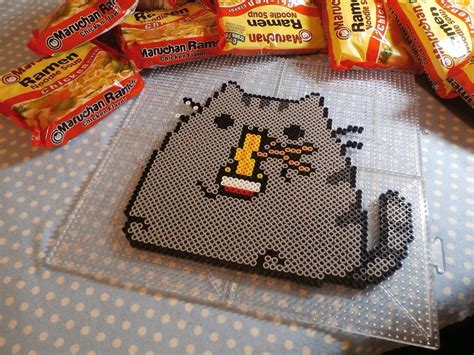 Pusheen Eating Ramen Easy Perler Beads Ideas Fuse Bead Patterns