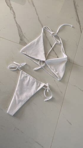 New Sealed Ocean Babe Swimwear White Thong Bikini Set Thin Strings Ebay