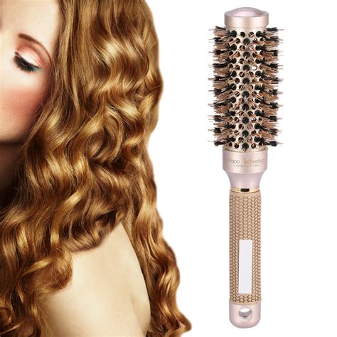 Round Hair Brush32mm Professional Salon Styling Boar Hair Brush Nano