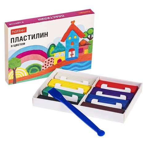Пластилин 8 цветов 120г Hatber со стеком -Пластилиниум- - купить с ...