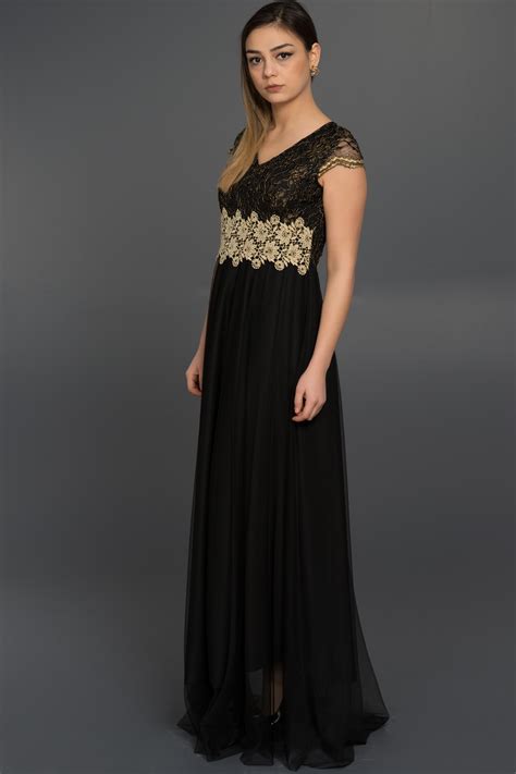 Robe De Soir E Longue Noir Or Ar Abiyefon