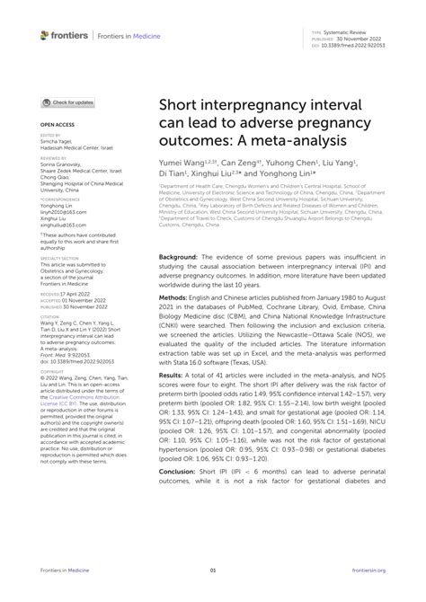 PDF Short Interpregnancy Interval Can Lead To Adverse Pregnancy