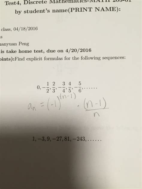 Solved Find Explicit Formulas For The Following Sequences