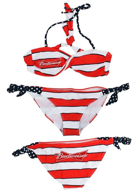 Striped Budweiser Bikini Set Beertees
