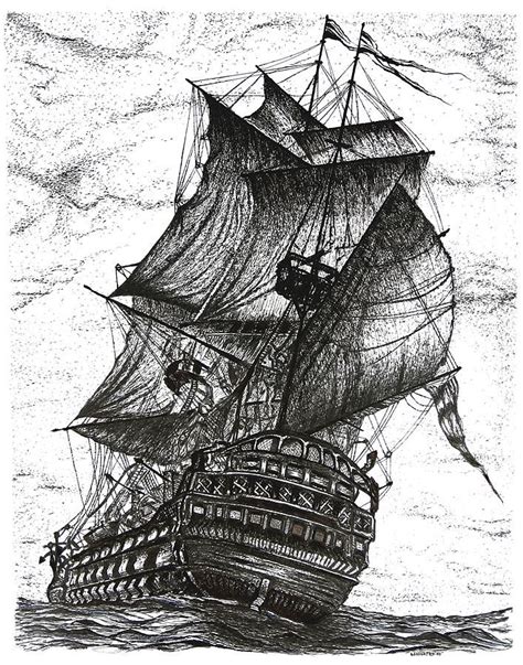 Sailing Drawing Sailing Fine Art Print Sailboat Art Ship Drawing Art