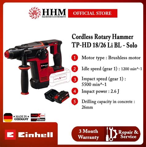 EINHELL Cordless Rotary Hammer TP HD 18 26 LI BL SOLO HHM