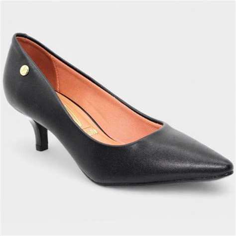 Scarpin Baixo Bico Fino - Scarpin Vizzano Salto Baixo Básico Bico Fino Feminino Preto - Compre ...