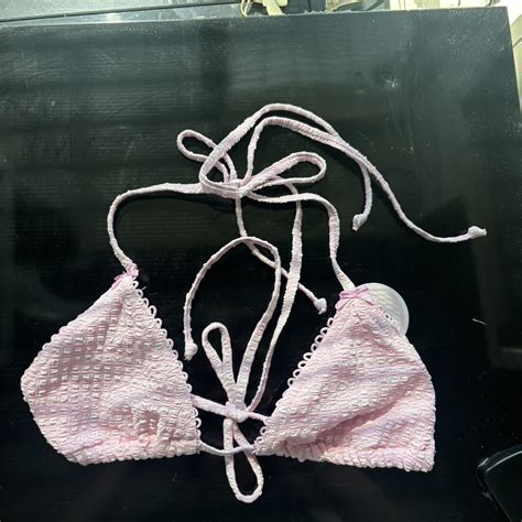Brand New Pink Gingham Bikini Top With Bows Beachwear Depop