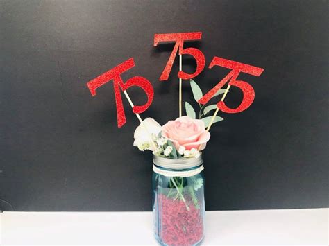 Birthday Centerpiece 75th Anniversary 75th Celebration 75th Etsy