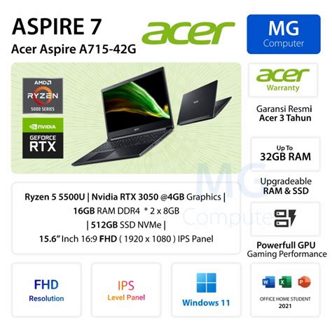 Jual Acer Aspire A G Ryzen U Gb Gb Rtx Gb W