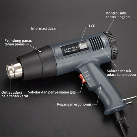 Jual HOT AIR GUN 2000W PEMANAS SEGEL STICKER PLASTIK HEAT GUN SOLDER 866B Shopee Indonesia