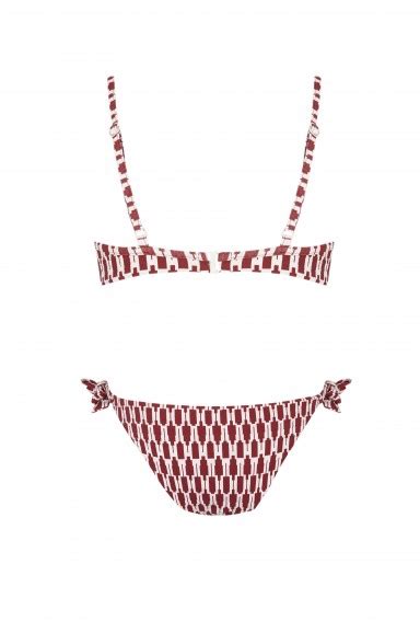 Bikini Balconette Tribe Wide Rojo Y Beige Robin Collection Robin Collection