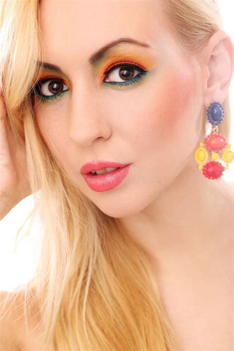 Blonde Woman Showing Her Cute Colored Look Stock Image Image Of Female Eyebrows