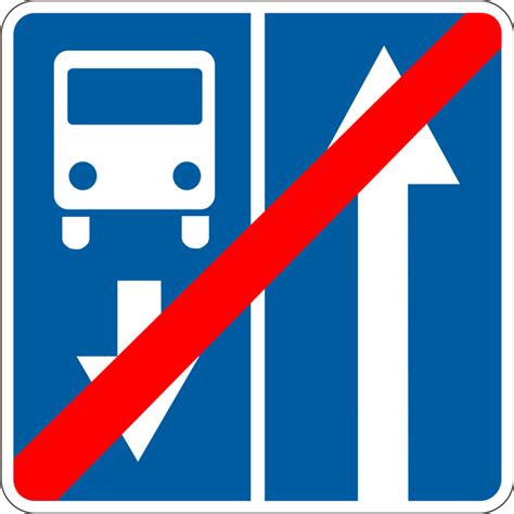 Знак 5.9. Кінець дороги із смугою для руху маршрутних транспортних ...