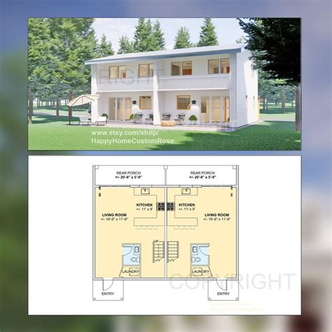 Twin Pines Two Level Duplex Investment Rental Plan 2 Bed 1 Bath 1200 SF