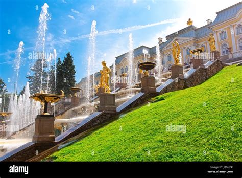 Fountains in Petrodvorets Peterhof, Saint Petersburg, Russia Stock ...