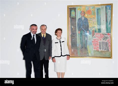 Alain Seban Frederic Mitterrand And Queen Sonja Of Norway Visiting The