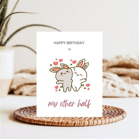 Funny Birthday Card My Other Half Card Love Card Fun Birthday Card