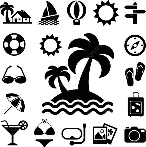 Travel And Vacation Icons Set Vacation Bikini Boat Vector Vacation Bikini Boat Illustration