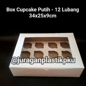 Jual Box Putih Cupcake Isi 12 Kemasan Dus Muffin Pudding Kotak