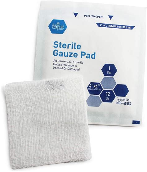 Medpride 4x4 Sterile Gauze Pads 100 Pack 12 Ply Cotton Highly