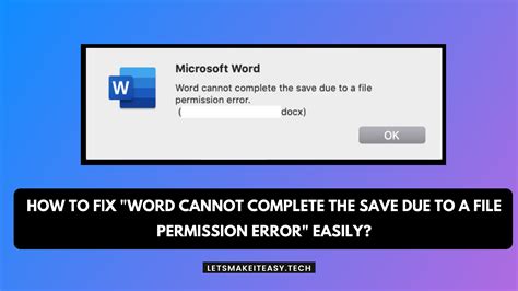 How To Fix Word Cannot Complete The Save Due To A File Permission