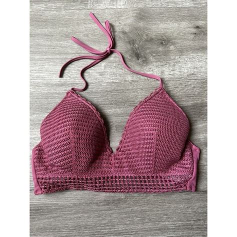 Shade Shore Swim Womens Light Lift Crochet Triangle Bikini Top Shade Shore Mauve Rose 36b
