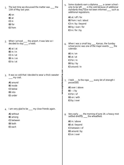 english prepositions practice quiz