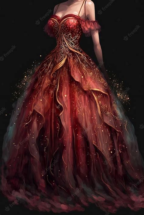 Red Gold Fantasy Dress Fantasy Dress Red Ballroom Dresses Fantasy Gowns