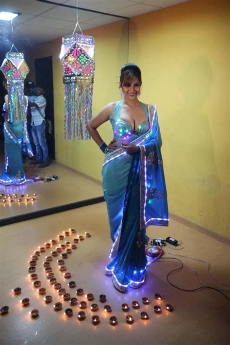 Tanisha Singh Latest Diwali Photoshoot In Blue Saree Hot PHOTOSHOOT