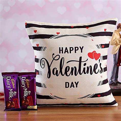 Buy Send V Day Striped Cushion Cadbury Fruit N Nut Online Fnp