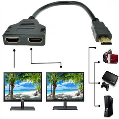 Hdmi Splitter Adapter Cable Hdmi Male To Dual Hdmi Female To Way