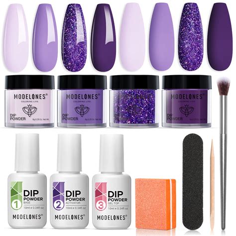 Amazon Modelones Dip Powder Nail Kit Starter 4 Colors Lilac