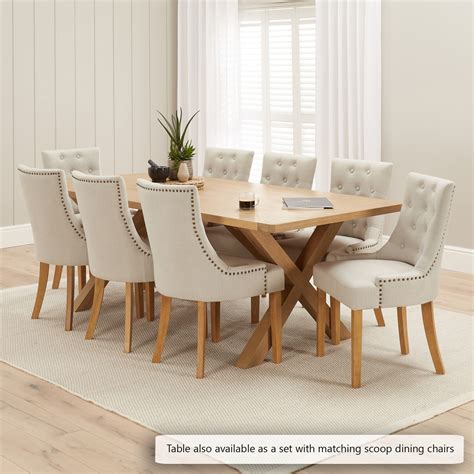 Marbury Oak 2 2m Cross Leg Dining Table 8 To 10 Seater The