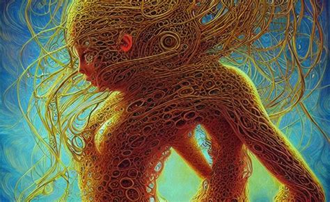 Beautiful Psychedelic Goddess Enrobed In Tentacles In Stable