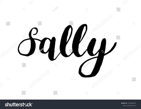 Female Name Sally Handwritten Lettering Black Stock Vector Royalty