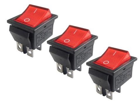 3x Kontroll Wippenschalter 30x22mm 2 Polig EIN AUS 16A 250V Rot