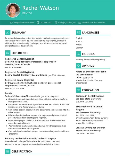 Dentist Resume Example With Writing Guide In 2025 Resumekraft