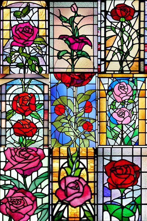 A Rose At The Centre Of A Stained Glass Window Stable Diffusion