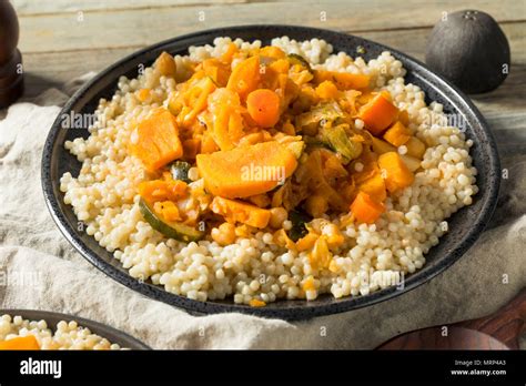 Homemade Vegetarian Moroccan Couscous with Zuchinni and Carrots Stock